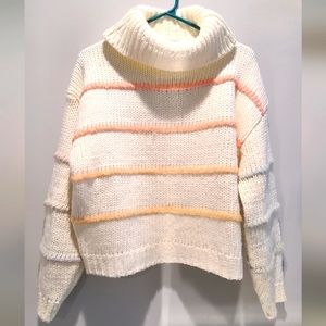 KESTAN - Kora Soft Turtleneck Knitted Sweater w/ vibrant rainbow pastel stripes